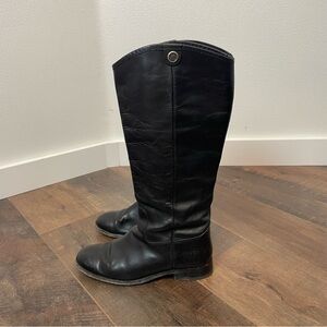 Frye Melissa Black Leather Riding Boots Size 7